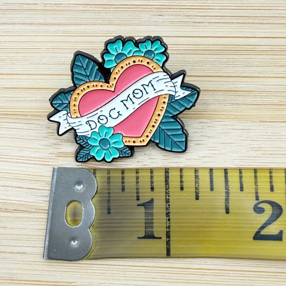 Dog Mom Enamel Pin, Traditional Tattoo Style, Mother's Day Pins, Dog Lover
